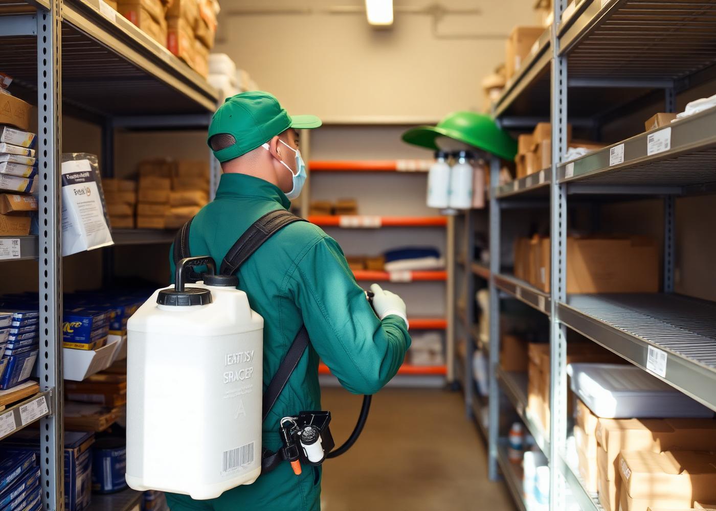 Aplicación de tratamiento preventivo en el depósito de un comercio